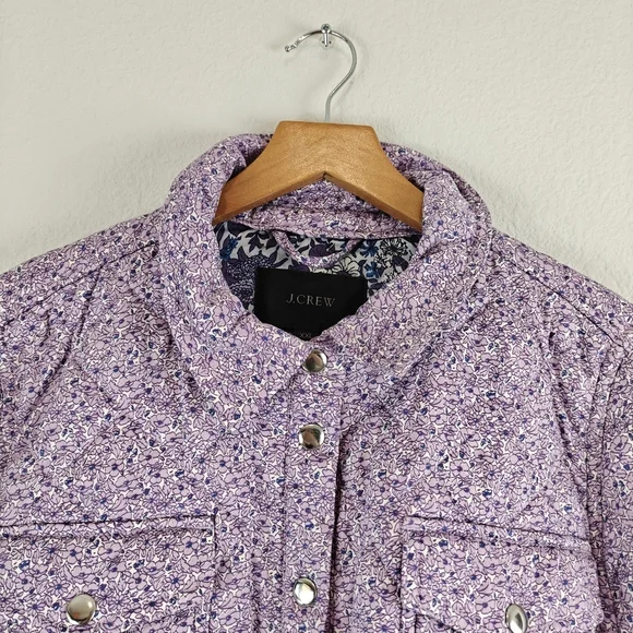 J. Crew Quilted Cotton shirt-jacket Grandma Chic Cottagecore floral Lavender 2XL